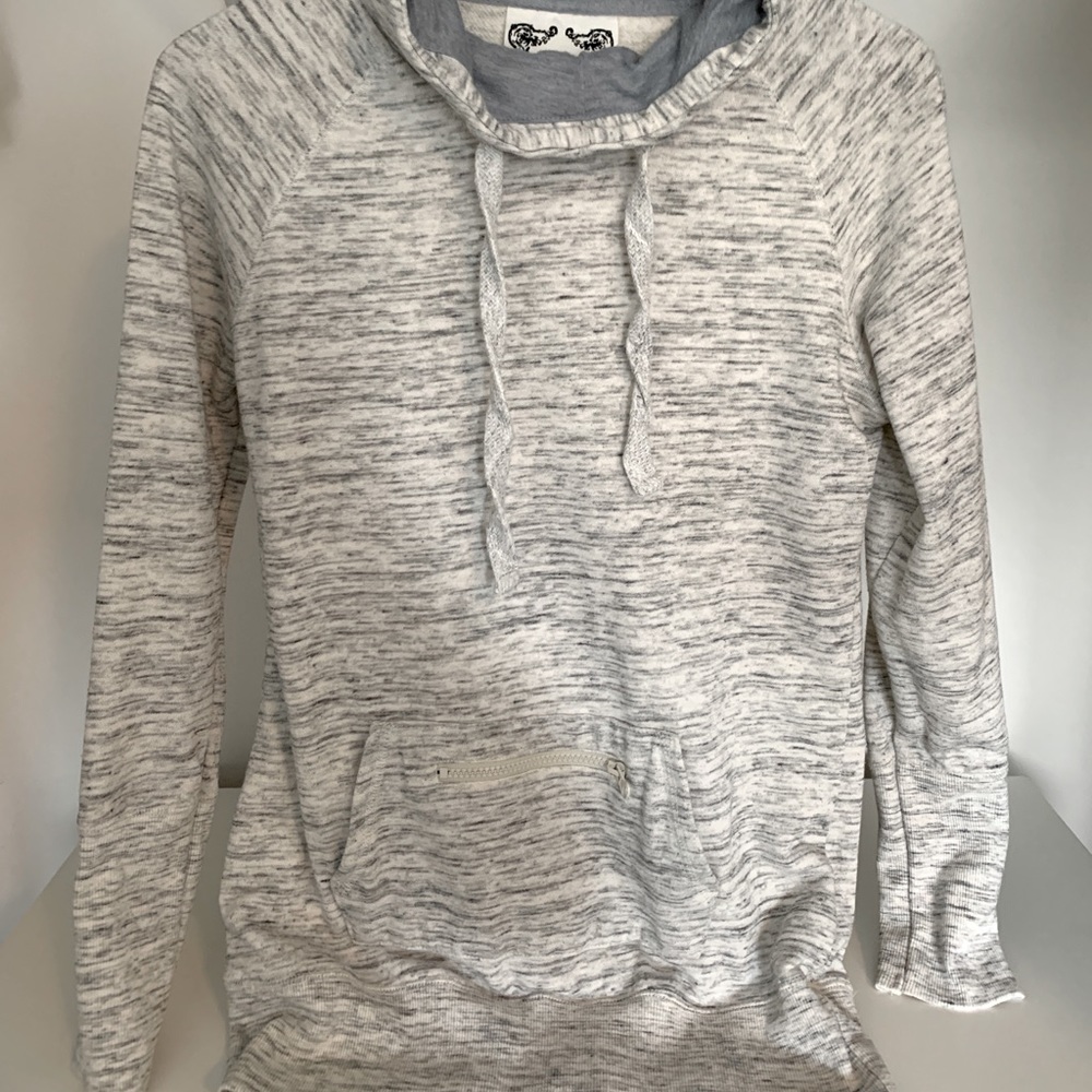 Beige Print Hoodie with front pocket, super cozy